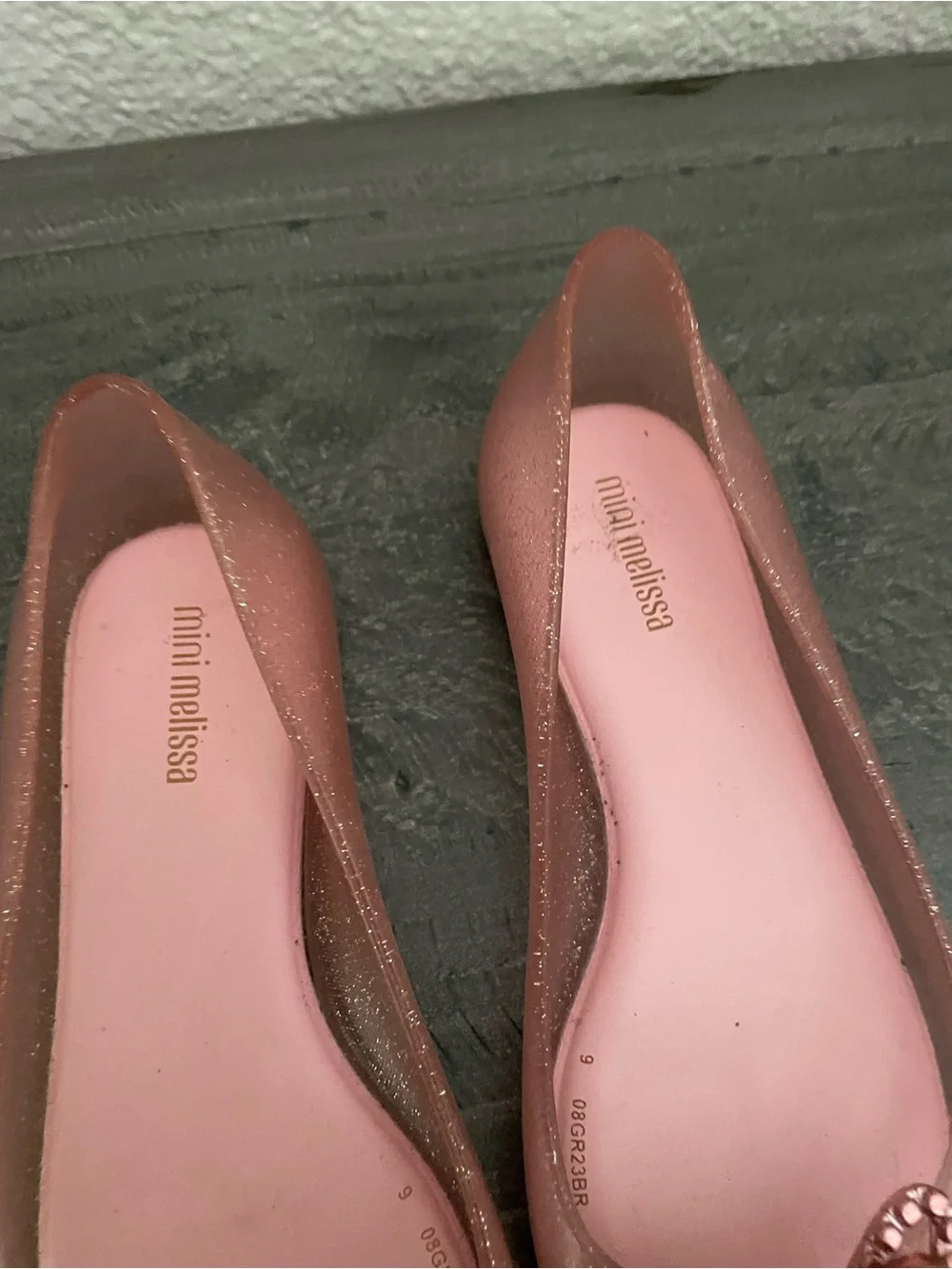Mini Melissa Pink Glitter Butterfly Jelly Flats